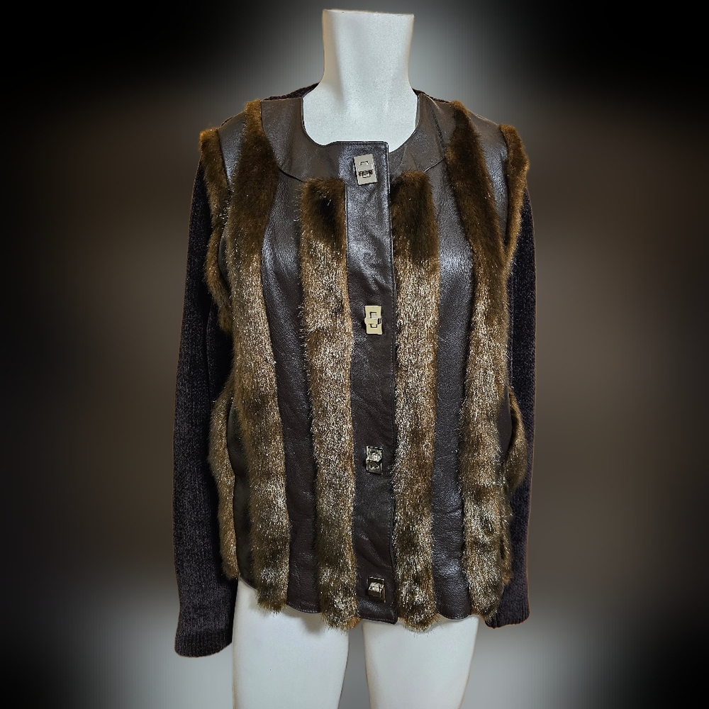 💙 61. Victoria Harbour Women's Size Small Real Leather Faux Fur Jacket